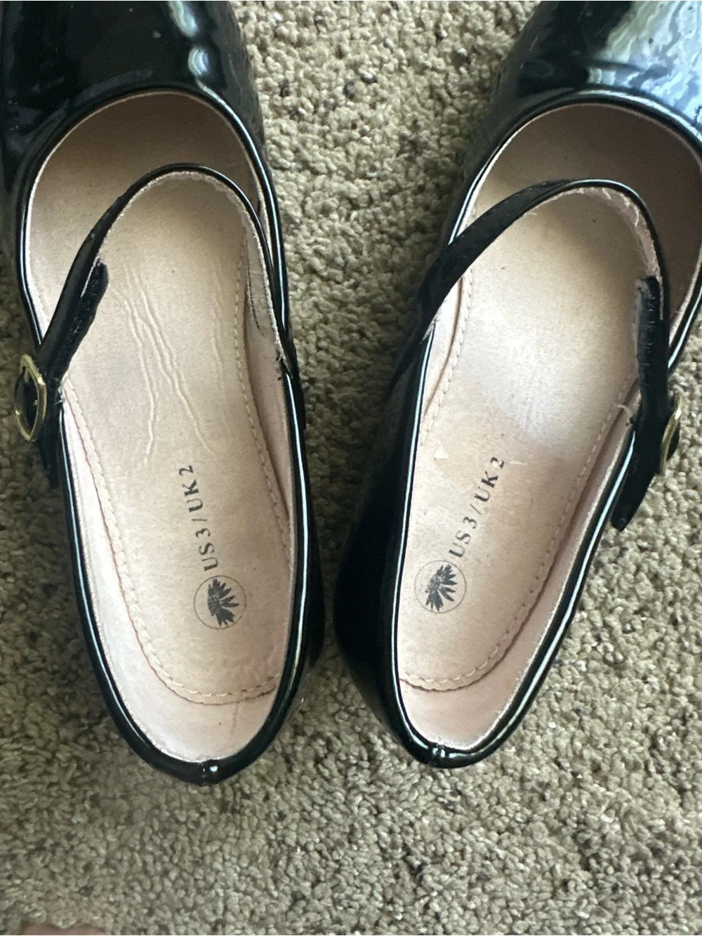 Girls shoeslocker  Black Patent Mary Jane Flats with Buckle ballerina size 3